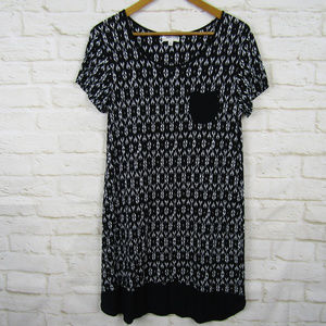 Anne Klein Black & White T Shirt Shift Dress S